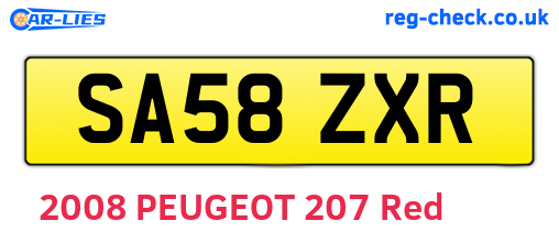 SA58ZXR are the vehicle registration plates.