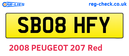 SB08HFY are the vehicle registration plates.