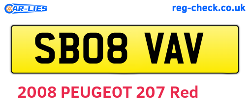 SB08VAV are the vehicle registration plates.