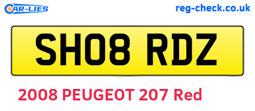 SH08RDZ are the vehicle registration plates.