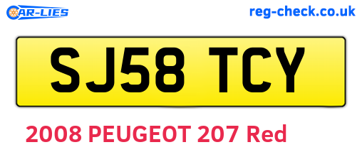 SJ58TCY are the vehicle registration plates.