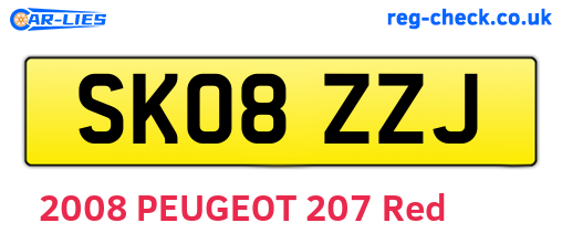 SK08ZZJ are the vehicle registration plates.