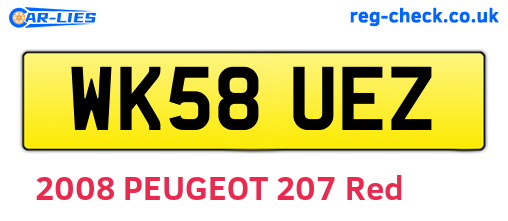 WK58UEZ are the vehicle registration plates.
