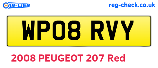 WP08RVY are the vehicle registration plates.