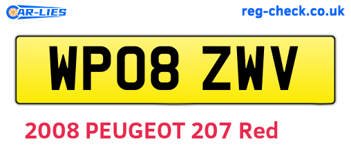 WP08ZWV are the vehicle registration plates.