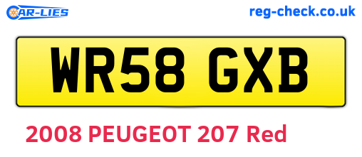 WR58GXB are the vehicle registration plates.