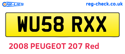 WU58RXX are the vehicle registration plates.