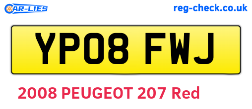 YP08FWJ are the vehicle registration plates.