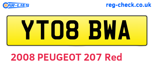 YT08BWA are the vehicle registration plates.