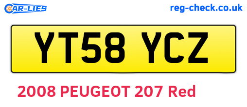YT58YCZ are the vehicle registration plates.