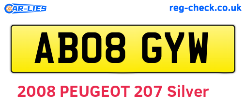 AB08GYW are the vehicle registration plates.
