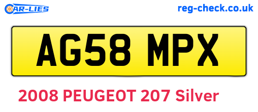 AG58MPX are the vehicle registration plates.