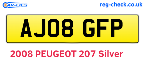 AJ08GFP are the vehicle registration plates.