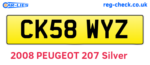 CK58WYZ are the vehicle registration plates.