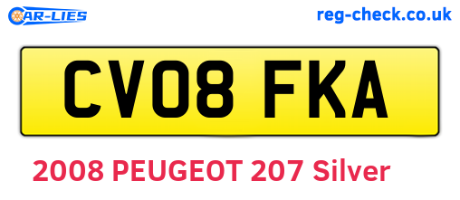 CV08FKA are the vehicle registration plates.