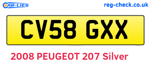 CV58GXX are the vehicle registration plates.