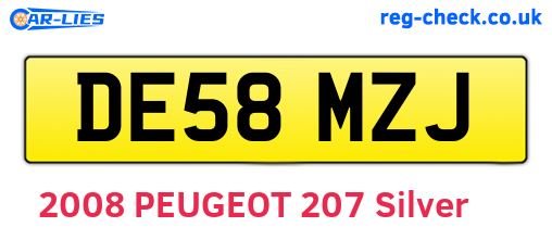 DE58MZJ are the vehicle registration plates.