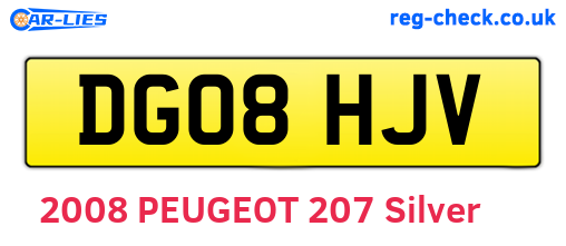DG08HJV are the vehicle registration plates.