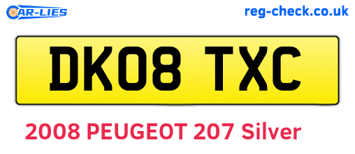 DK08TXC are the vehicle registration plates.