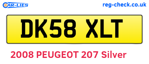 DK58XLT are the vehicle registration plates.