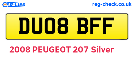 DU08BFF are the vehicle registration plates.