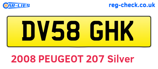 DV58GHK are the vehicle registration plates.
