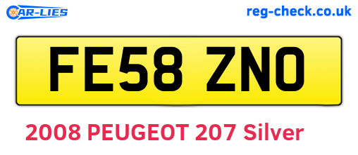FE58ZNO are the vehicle registration plates.