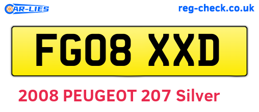 FG08XXD are the vehicle registration plates.