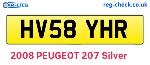 HV58YHR are the vehicle registration plates.