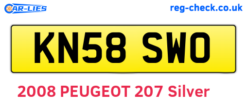 KN58SWO are the vehicle registration plates.