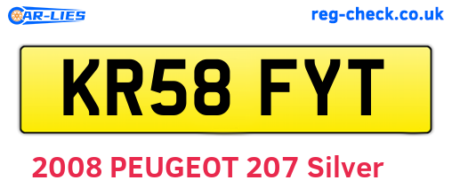 KR58FYT are the vehicle registration plates.