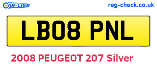 LB08PNL are the vehicle registration plates.
