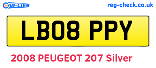 LB08PPY are the vehicle registration plates.