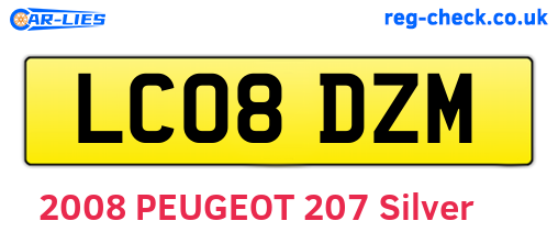LC08DZM are the vehicle registration plates.