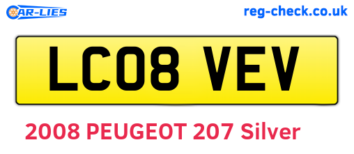 LC08VEV are the vehicle registration plates.
