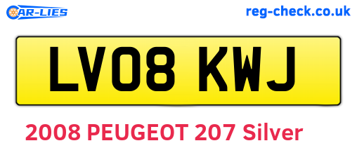LV08KWJ are the vehicle registration plates.
