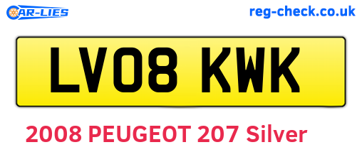 LV08KWK are the vehicle registration plates.