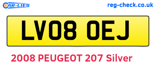 LV08OEJ are the vehicle registration plates.