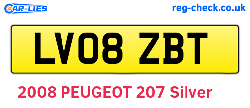 LV08ZBT are the vehicle registration plates.