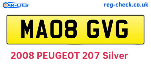 MA08GVG are the vehicle registration plates.