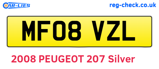 MF08VZL are the vehicle registration plates.