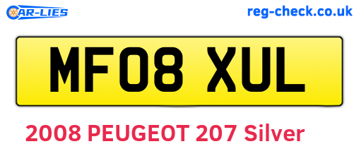 MF08XUL are the vehicle registration plates.