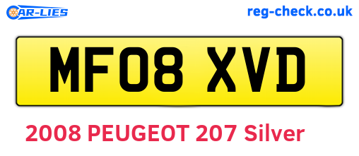 MF08XVD are the vehicle registration plates.