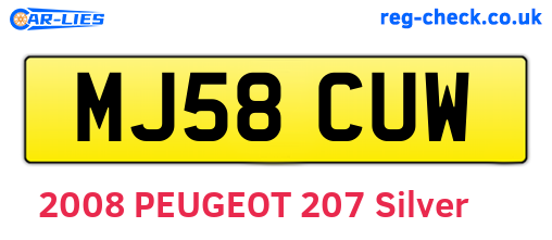 MJ58CUW are the vehicle registration plates.