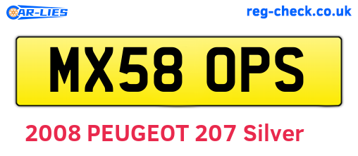 MX58OPS are the vehicle registration plates.