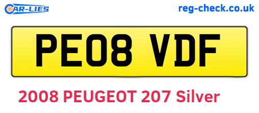 PE08VDF are the vehicle registration plates.