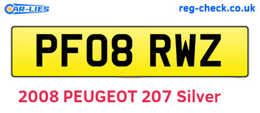 PF08RWZ are the vehicle registration plates.
