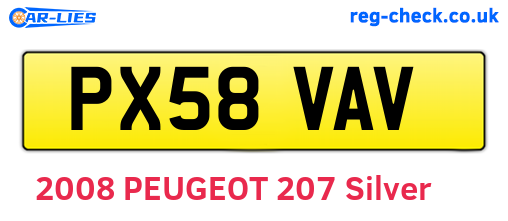 PX58VAV are the vehicle registration plates.