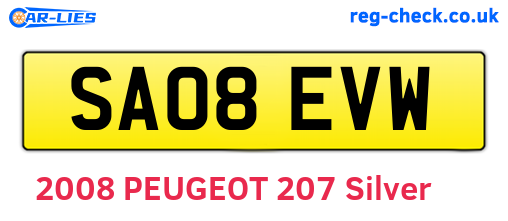 SA08EVW are the vehicle registration plates.