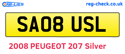SA08USL are the vehicle registration plates.